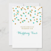 Gold Aqua Blue Confetti Vow Renewal Einladung (Vorderseite)
