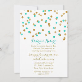 Gold Aqua Blue Confetti Vow Renewal Einladung