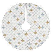 Gold Aqua Blue Glitzer Mermaid Polyester Weihnachtsbaumdecke (Vorderseite)
