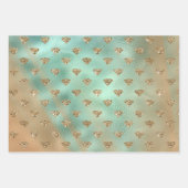 Gold Aqua Glam Glitzer Diamonds Geschenkpapier Set (Vorderseite)