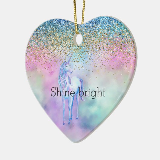 Gold Aqua Glitzer Lila Unicorle Sparkle Keramik Ornament (Links)