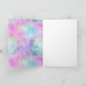 Gold Aqua Glitzer Lila Weißes Einhorn  Karte (Innenseite)