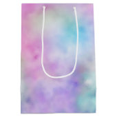 Gold Aqua Glitzer Lila Weißes Einhorn Mittlere Geschenktüte (Rückseite)