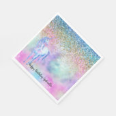 Gold Aqua Glitzer Lila Weißes Einhorn Serviette (Ecke)