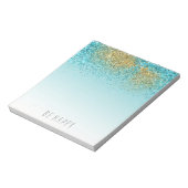 Gold Aqua Glitzer Sparkle Notizblock (Rotiert)
