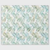 Gold Aqua Green Tropical Blätter Geschenkpapier (Flach)