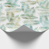 Gold Aqua Green Tropical Blätter Geschenkpapier (Ecke)