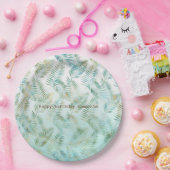 Gold Aqua Green Tropical Blätter Pappteller (Party)