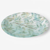 Gold Aqua Green Tropical Blätter Pappteller (Schrägansicht)