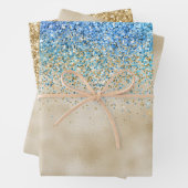Gold Aqua Lila Glitzer Sparkone Geschenkpapier Set (Beispiel)
