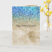 Gold Aqua Lila Glitzer Sparkone Karte (Gelbe Blume)