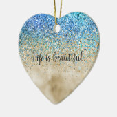 Gold Aqua Lila Glitzer Sparkone Keramik Ornament (Links)