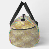 GOLD AQUA & LILA SATIN STRIPE SEHEN PATTER DUFFLE BAG (Rechts)