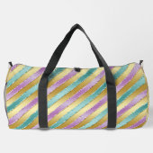 GOLD AQUA & LILA SATIN STRIPE SEHEN PATTER DUFFLE BAG (Rückseite)