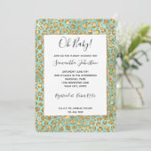 Gold Aqua Mint Glitz Glitzer Leopard Einladung (Stehend Vorderseite)