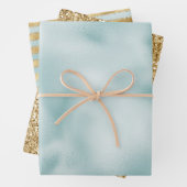 Gold Aqua Mint Glitzer Streifen Geschenkpapier Set (Beispiel)