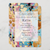 Gold Aqua Pink Abstrakt Leopard Einladung (Vorne/Hinten)