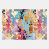 Gold Aqua Pink Abstrakt Leopard Geschenkpapier Set (Vorderseite 3)