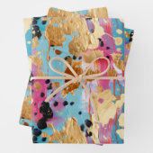 Gold Aqua Pink Abstrakt Leopard Geschenkpapier Set (Beispiel)