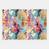 Gold Aqua Pink Abstrakt Leopard Geschenkpapier Set (Vorderseite)