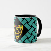 Gold/Aqua/schwarze Bänder/Webart, keltischer Tasse (VorderseiteRechts)