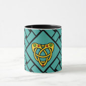 Gold/Aqua/Schwarze Bänder/Weber, keltischer Herzkn Tasse (Zentrum)