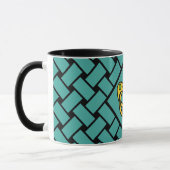 Gold/Aqua/Schwarze Bänder/Weber, keltischer Herzkn Tasse (Links)