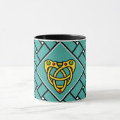 Gold/Aqua/Schwarze Bänder/Weber, keltischer Herzkn Tasse (Zentrum)