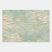 Gold Aqua White Ombre Zebra Leopard Geschenkpapier Set (Vorderseite 2)