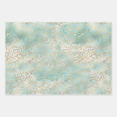 Gold Aqua White Ombre Zebra Leopard Geschenkpapier Set (Vorderseite)