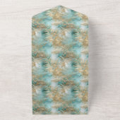 Gold Aqua White Tropical Blätter All In One Einladung (Außenbereich)