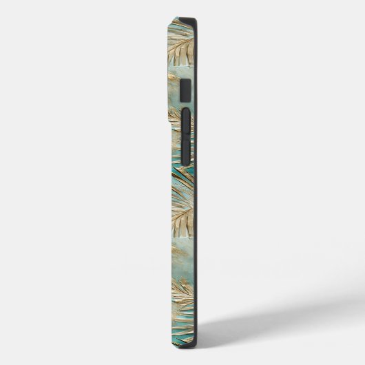 Gold Aqua White Tropical Blätter Case-Mate iPhone Hülle (Rückseite / Links)