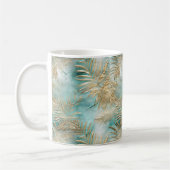 Gold Aqua White Tropical Blätter Kaffeetasse (Links)