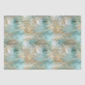 Gold Aqua White Tropical Blätter Seidenpapier (Vorderseite)