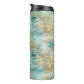 Gold Aqua White Tropical Blätter Thermosbecher (Nach rechts gedreht)