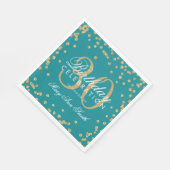 Gold Aquamarin 30. Geburtstag Glitzer Confetti Serviette (Ecke)