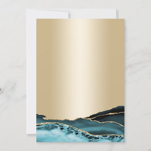 Gold Aquamarin Agate 40. Geburtstag Einladung (Rückseite)