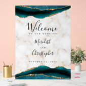 Gold Aquamarin Agate Marble Wedding Willkommen Acrylschild (Hochzeit)