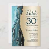 Gold Aquamarin Agate Überraschung 30. Geburtstag Einladung (Vorderseite)
