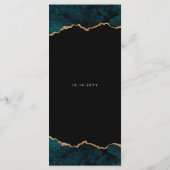 Gold Aquamarin Agate Wedding Menu Menükarte (Rückseite)