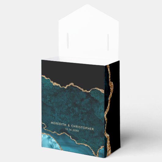 Gold Aquamarin Aqua Agate Wedding Geschenkschachtel (Geöffnet)