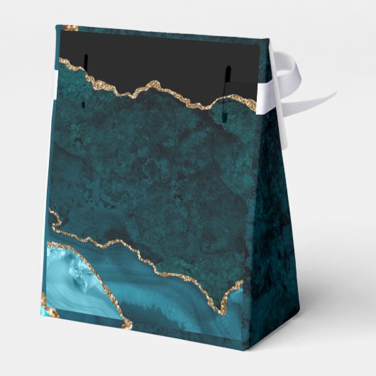 Gold Aquamarin Aqua Agate Wedding Geschenkschachtel (Rückseite)