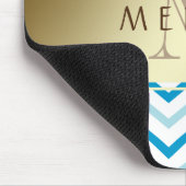 Gold Aquamarin Beach Zickzack Muster Monogram Mousepad (Ecke)
