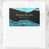 Gold Aquamarin Black Agate, Name, Beruf Telefonnum Rechteckiger Aufkleber (Tasche)