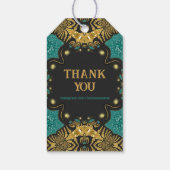 Gold Aquamarin Black Funky Tribal Save the Date Geschenkanhänger (Rückseite)