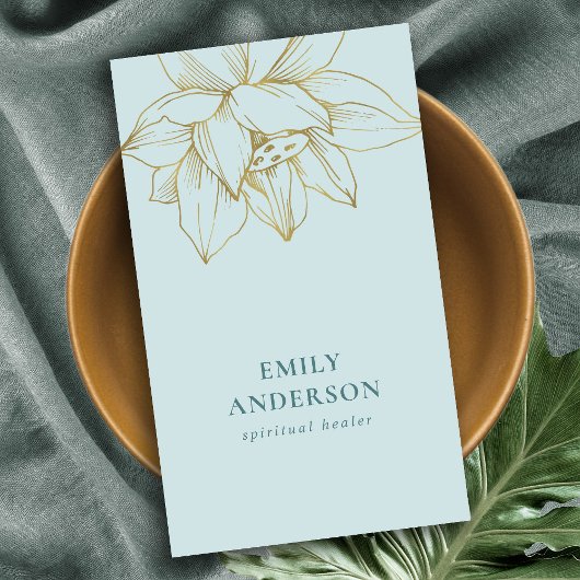 GOLD AQUAMARIN BLAUE LOTUS EINFACHER REIKI SPIRITU VISITENKARTE