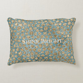 Gold Aquamarin Blue Green Glitzy Leopard Print Dekokissen