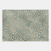 Gold Aquamarin Blue Green Glitzy Leopard Print Geschenkpapier Set (Vorderseite)