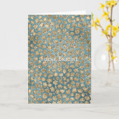 Gold Aquamarin Blue Green Glitzy Leopard Print Karte (Gelbe Blume)