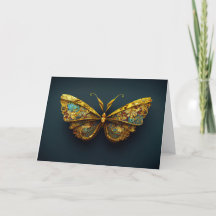 Gold & Aquamarin Butterfly Geburtstagskarte